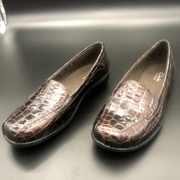 Clarks bendables Brown Vegan Croc Print Loafers, Women's Size 9/EUR 39.5 - Picture 1 of 7